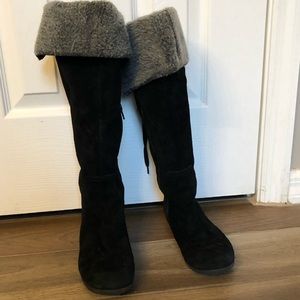 Nine West Black Suede knee high boots size 6.